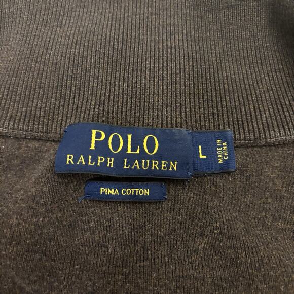Polo Ralph Lauren Sweater Mens Large Charcoal Pima Cotton 1/4 Zip Preppy Dad - Picture 4 of 10
